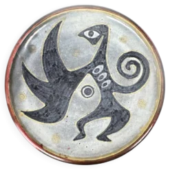 Grande coupe en grés de Richard Kjærgaard, esprit Picasso / CoBra, Danemark