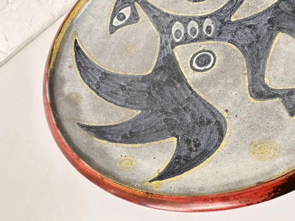 Grande coupe en grés de Richard Kjærgaard, esprit Picasso / CoBra, Danemark