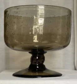 Grande coupe verre fumé bullé vintage 1960 Biot