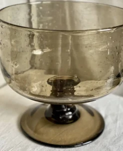Grande coupe verre fumé bullé vintage 1960 Biot