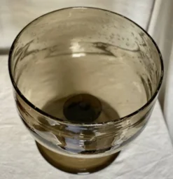 Grande coupe verre fumé bullé vintage 1960 Biot