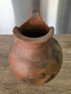 Grande cruche en terre cuite enfumée vintage Style Wabi-Sabi / Japandi
