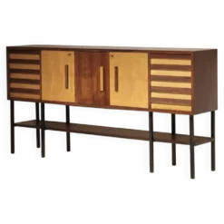 Grande enfilade en placage de palissandre et frêne