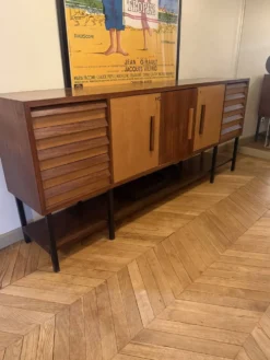Grande enfilade en placage de palissandre et frêne