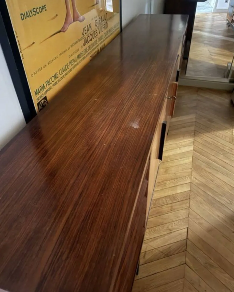 Grande enfilade en placage de palissandre et frêne