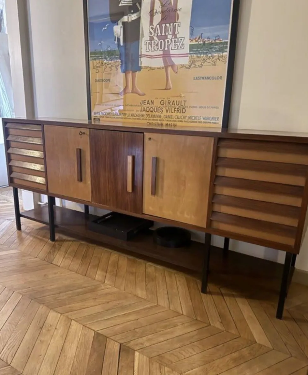 Grande enfilade en placage de palissandre et frêne