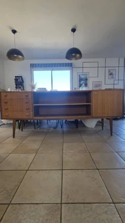 Grande enfilade vintage en teck 220 cm – Années 60/70 – Design scandinave