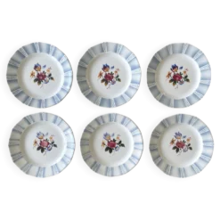 6 grandes assiettes plates anciennes en faïence de Sarreguemines