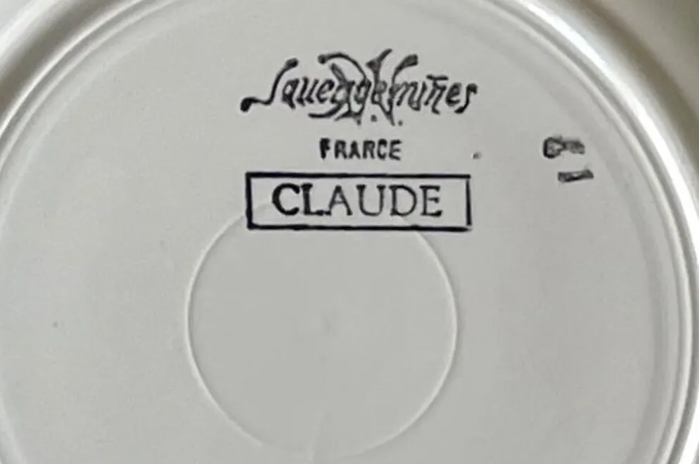 6 grandes assiettes plates anciennes en faïence de Sarreguemines