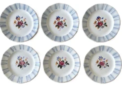 6 grandes assiettes plates anciennes en faïence de Sarreguemines