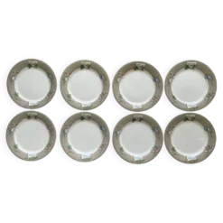 8 grandes assiettes plates en faïence de gien