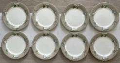 8 grandes assiettes plates en faïence de gien