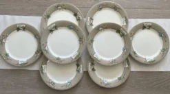 8 grandes assiettes plates en faïence de gien