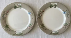 8 grandes assiettes plates en faïence de gien
