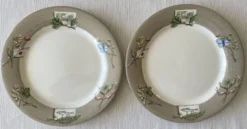 8 grandes assiettes plates en faïence de gien