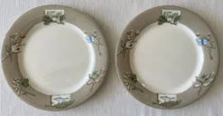 8 grandes assiettes plates en faïence de gien