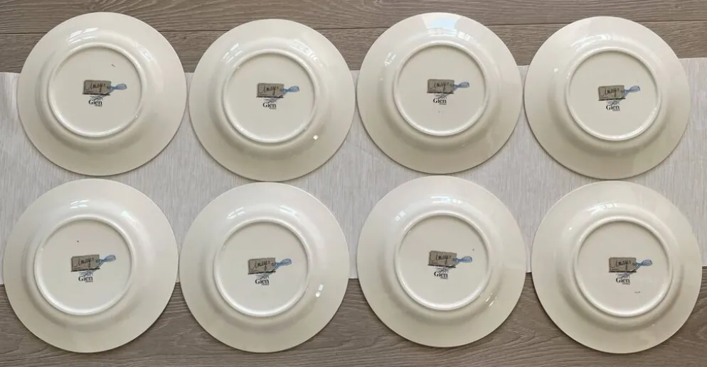 8 grandes assiettes plates en faïence de gien
