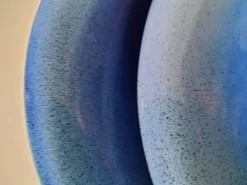 6 grandes assiettes plates en grès bleu cobalt et turquoise