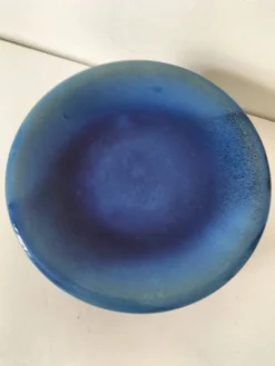6 grandes assiettes plates en grès bleu cobalt et turquoise