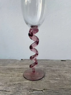 4 grandes coupes flûtes à champagne multicolores torsadés