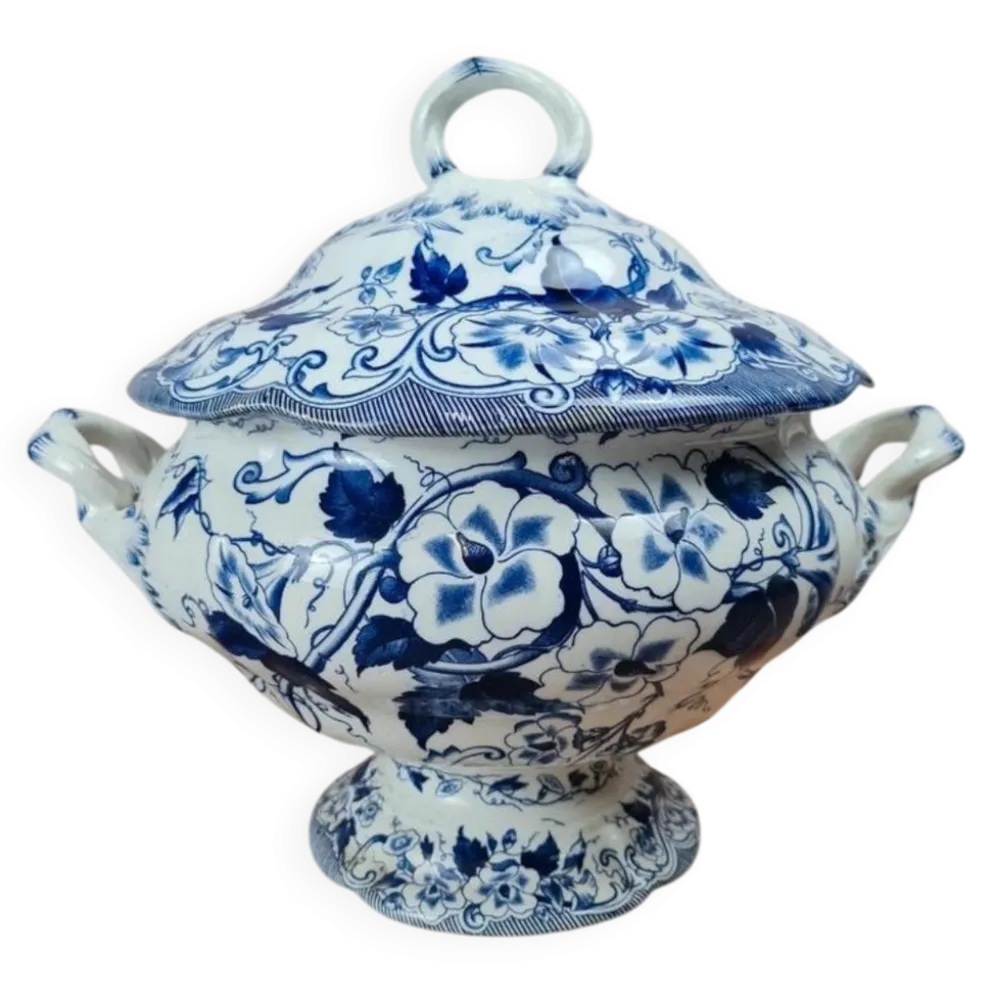 Grande soupière ancienne Creil & Montereau – Modèle Flora