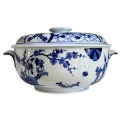 Grande soupière Creil & Montereau en terre de fer bleue, service