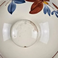 Grande soupière Digoin Sarreguemines vintage – Décor floral brun et bleu