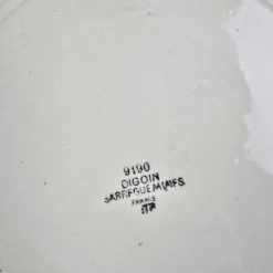 Grande soupière Digoin Sarreguemines vintage – Décor floral brun et bleu