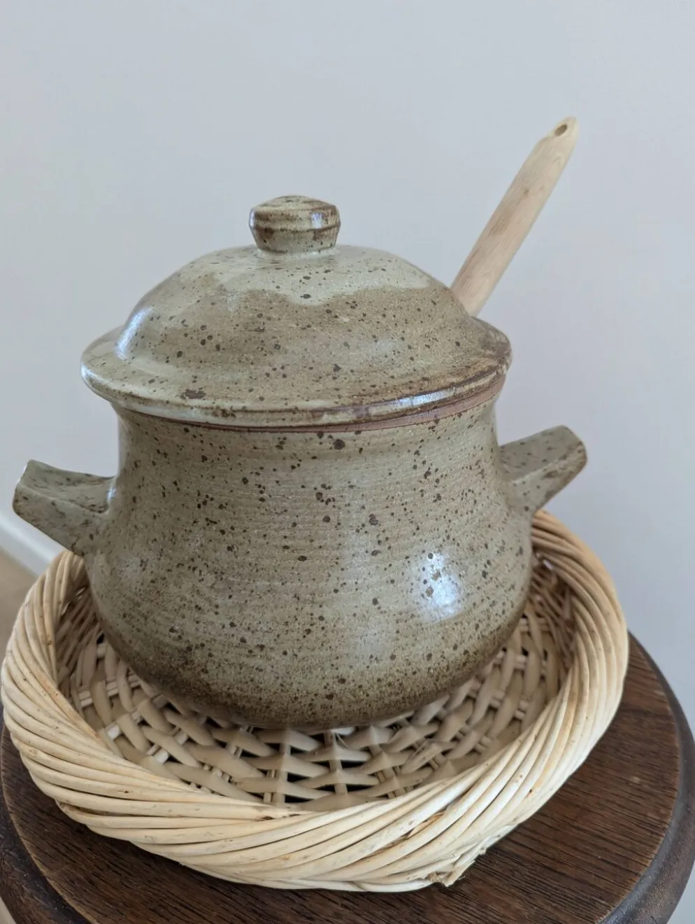 Grande soupière en grès pyrité vintage