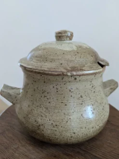 Grande soupière en grès pyrité vintage