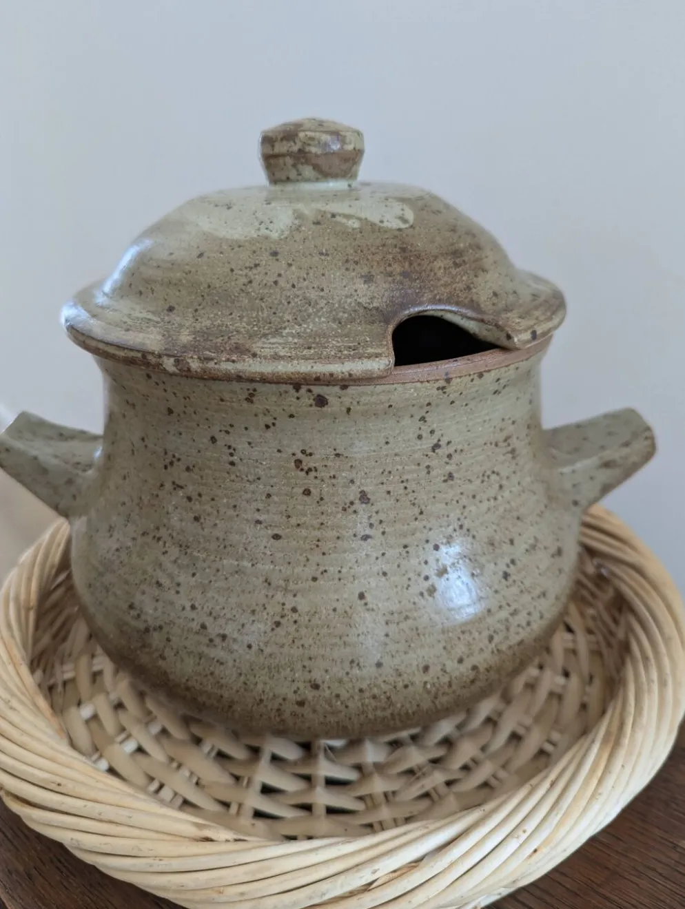 Grande soupière en grès pyrité vintage