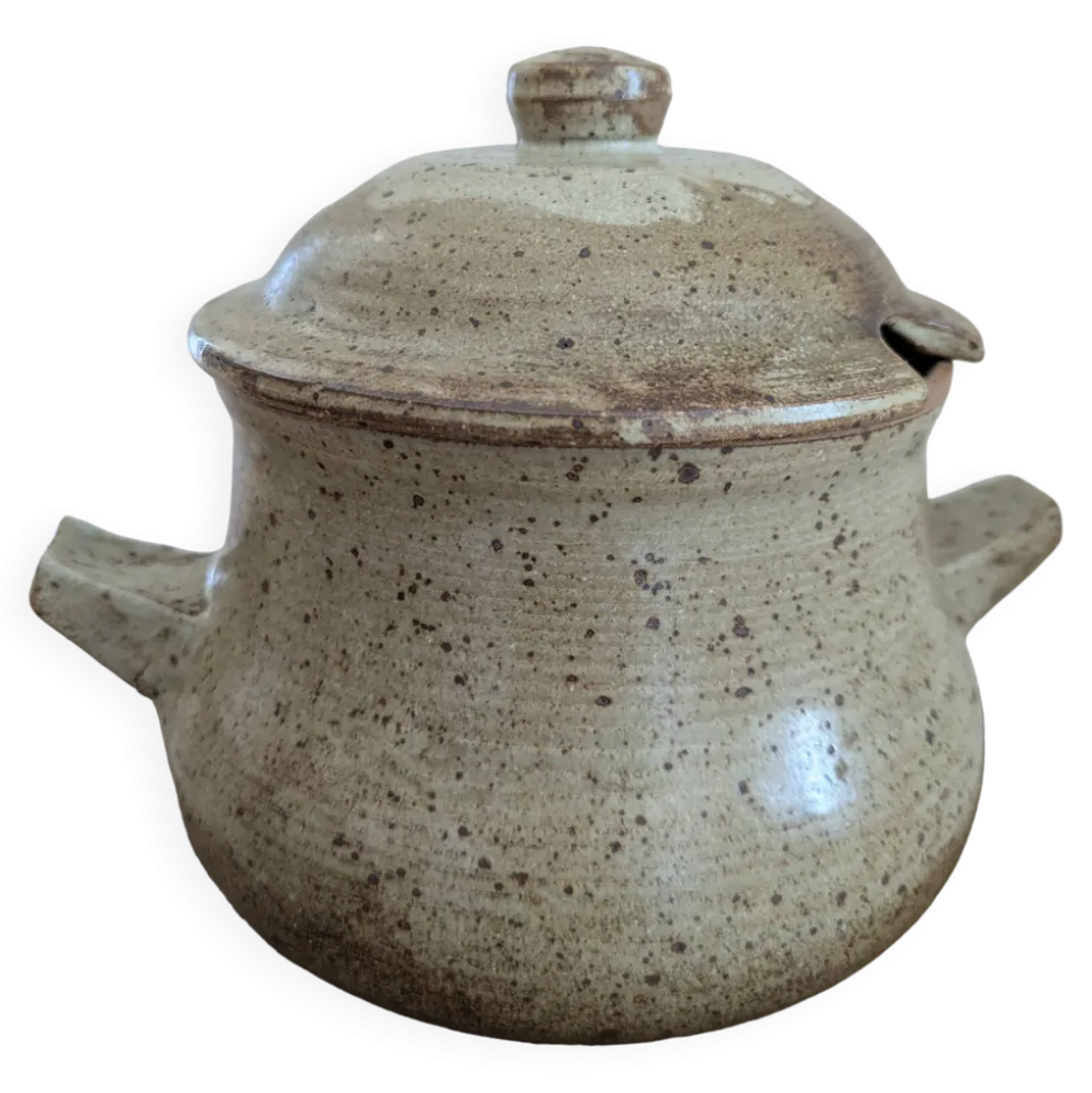 Grande soupière en grès pyrité vintage