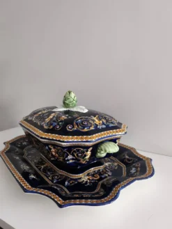 Grande soupière et plateau de service faïence de Gien - Renaissance