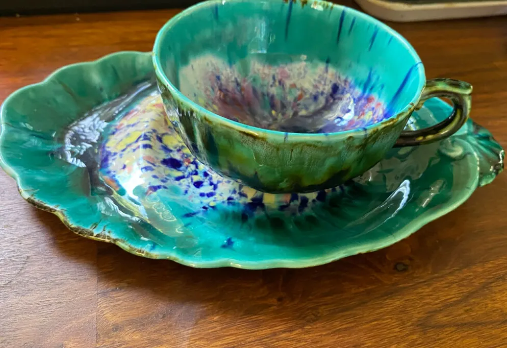 2 grandes tasses et sous-tasses en céramique flammée morvan – tamnay-e
