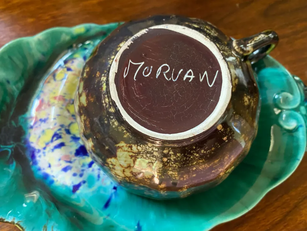 2 grandes tasses et sous-tasses en céramique flammée morvan – tamnay-e