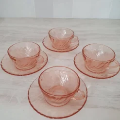 Grandes tasses Rosalines avec sous-tasses