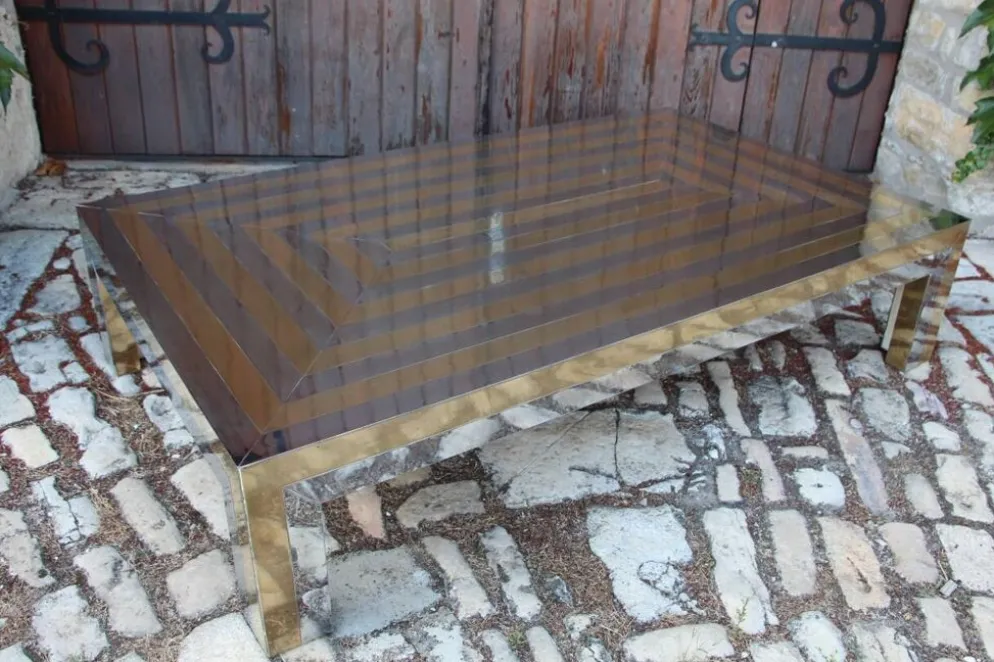 Grande Table Basse Années 70 Attribué A La Maison Jansen