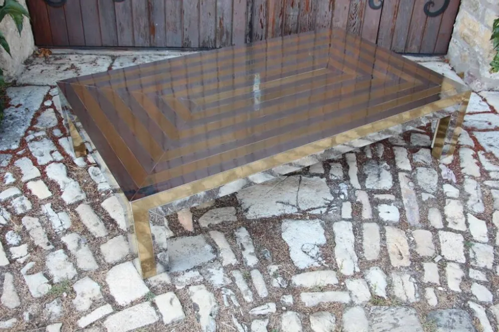 Grande Table Basse Années 70 Attribué A La Maison Jansen