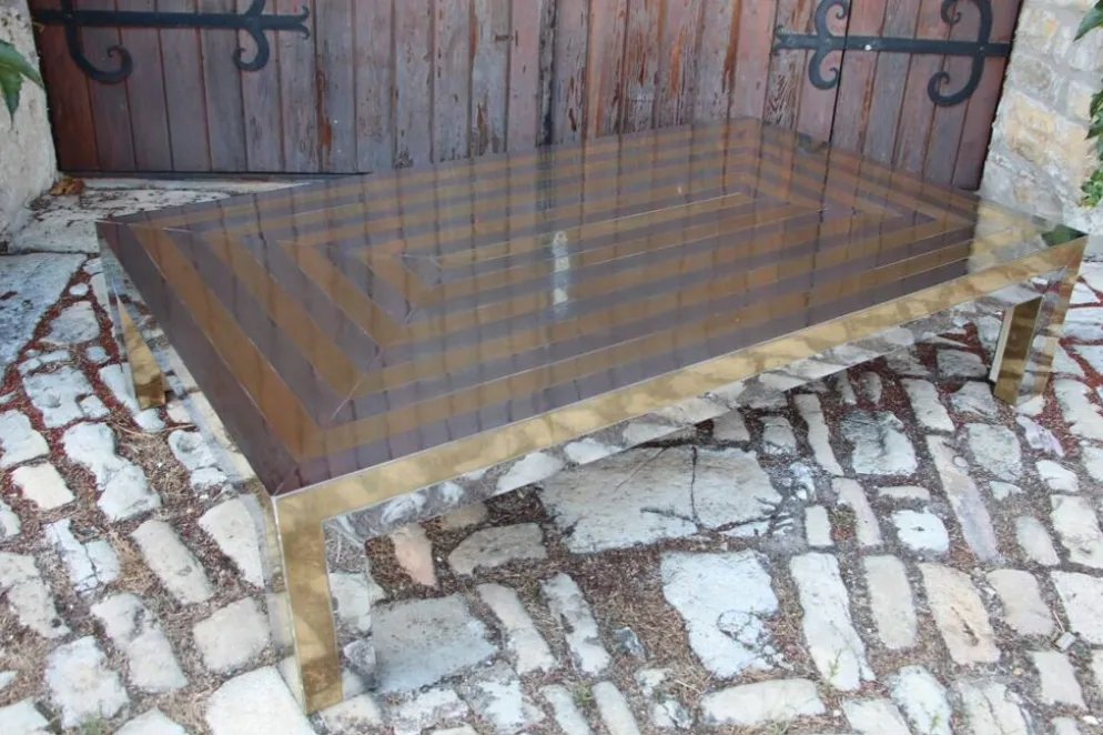 Grande Table Basse Années 70 Attribué A La Maison Jansen