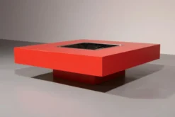 Grande table basse carrée avec bar par Willy Rizzo, Italie, années 1970.