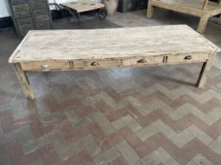 Grande Table basse de ferme avec 8 tiroirs
