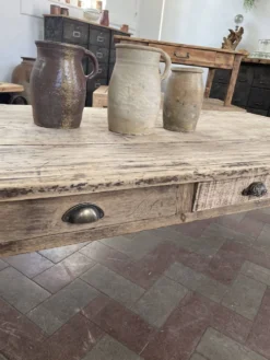 Grande Table basse de ferme avec 8 tiroirs