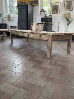 Grande Table basse de ferme avec 8 tiroirs
