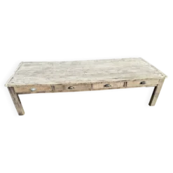 Grande Table basse de ferme avec 8 tiroirs