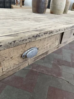 Grande Table basse de ferme avec 8 tiroirs