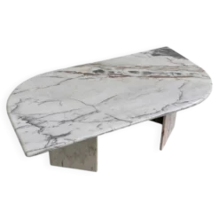 Grande table basse en marbre postmoderne italienne, table sculpturale en pierre vintage, années 1980.