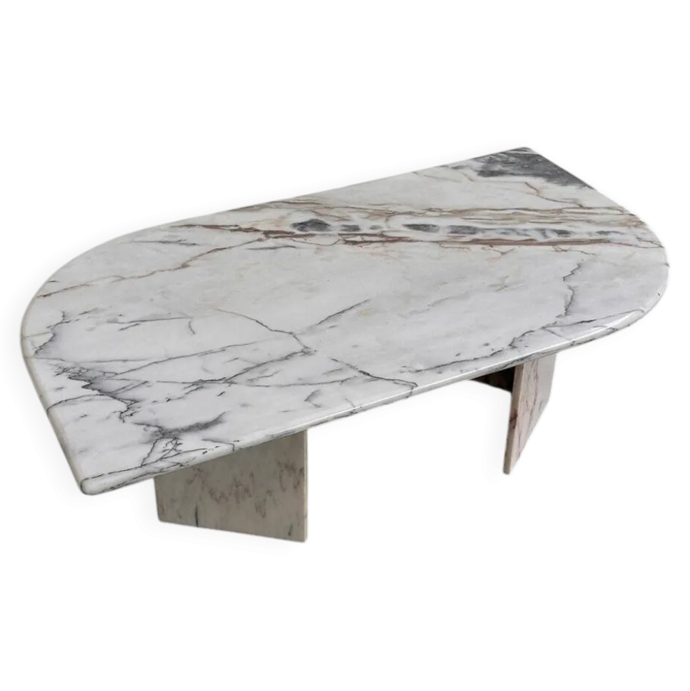 Grande table basse en marbre postmoderne italienne, table sculpturale en pierre vintage, années 1980.