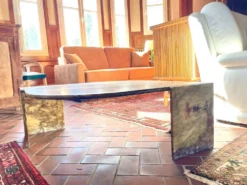 Grande table basse Italienne en marbre 1980