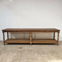 Grande table de drapier 19ème en chêne à 6 pieds