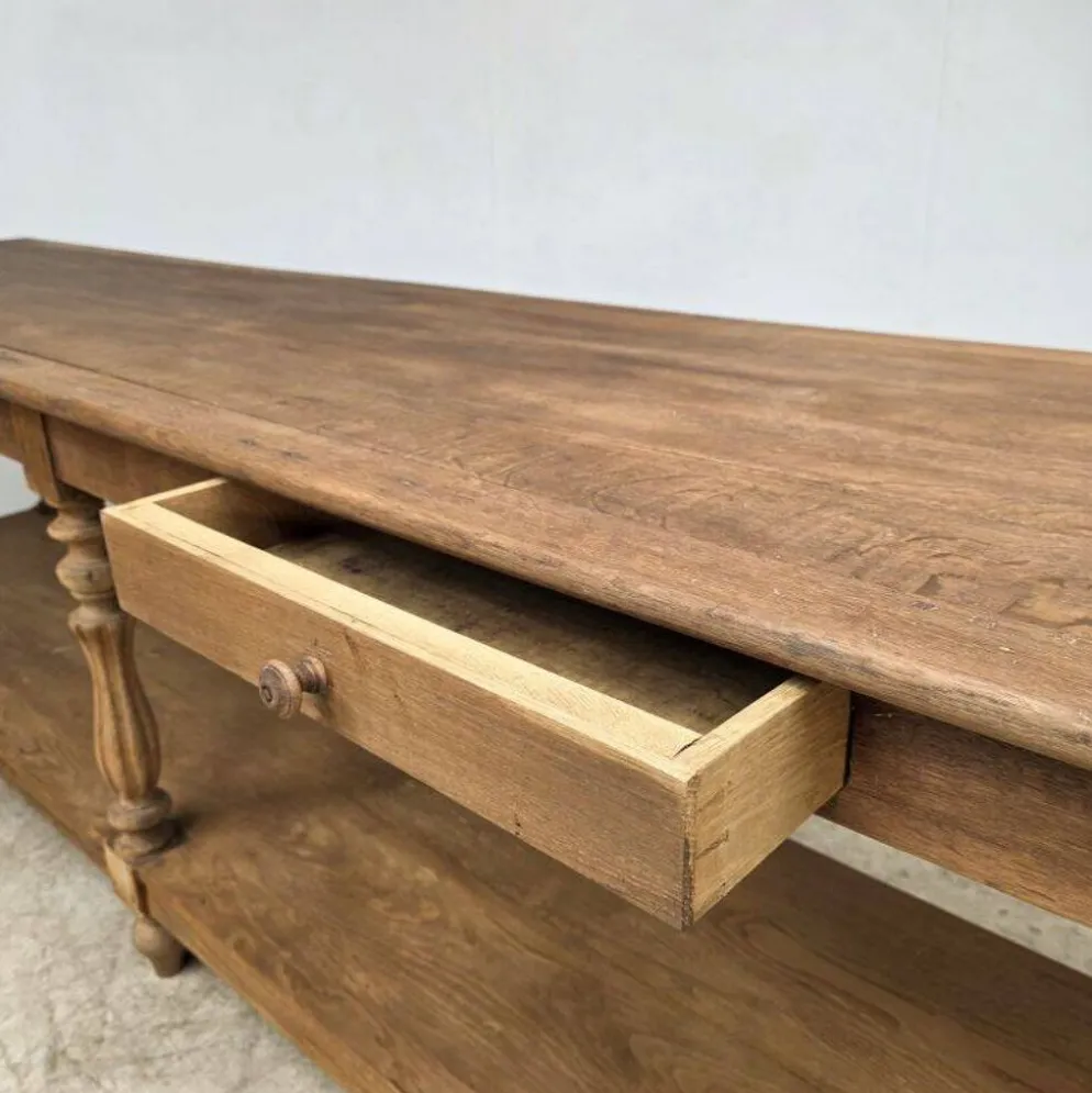 Grande table de drapier 19ème en chêne à 6 pieds